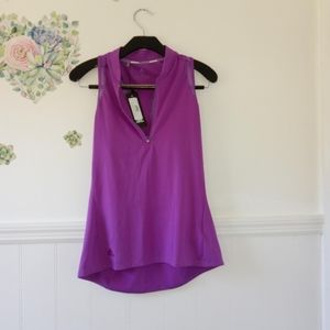 Adidas quarter zip purple tank top NWT Mesh Moisture Wicking